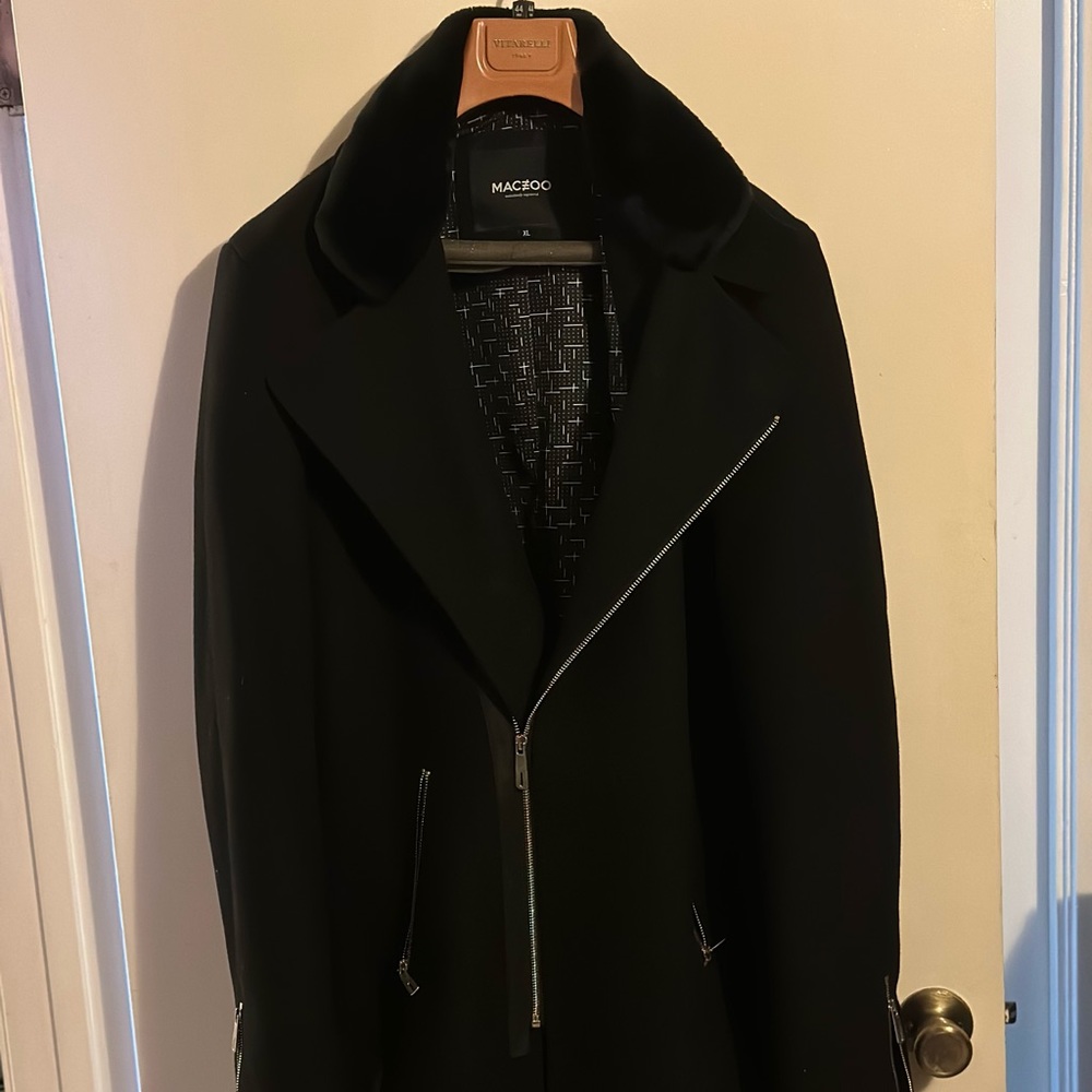 Maceoo PEACOAT FUR ZIP BLACK
